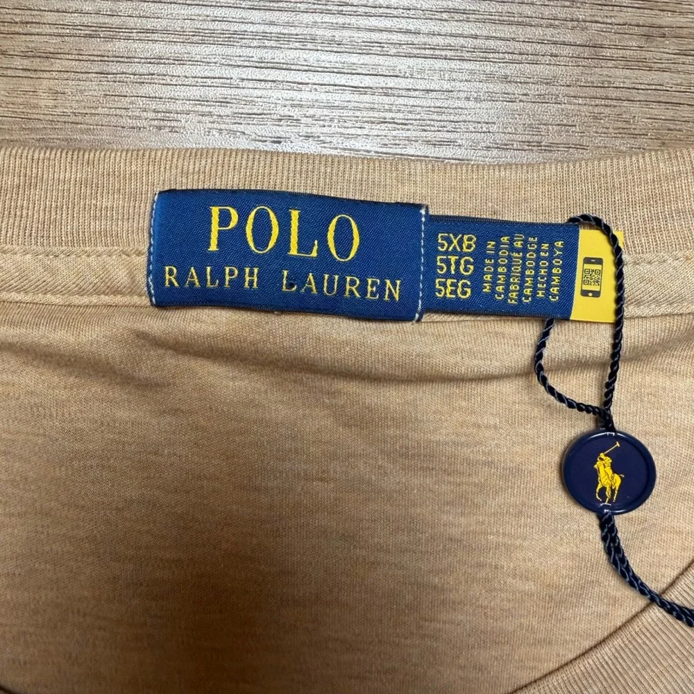 Polo Ralph Lauren Tee Shirt Mens 5XB Camel Tan Long Sleeve Cotton Flesh Pony New